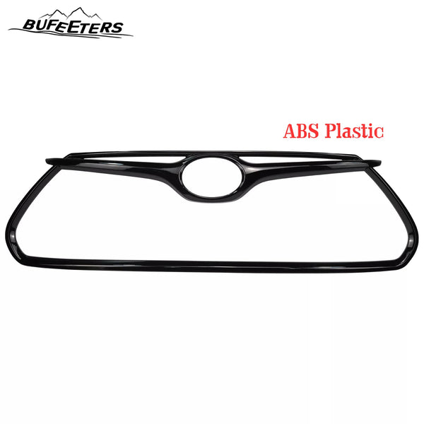 BUFEETERS Pure Black Garnish Frame Front Grille Cover Trim Fit For 2020 2021 2022 Toyota Highlander