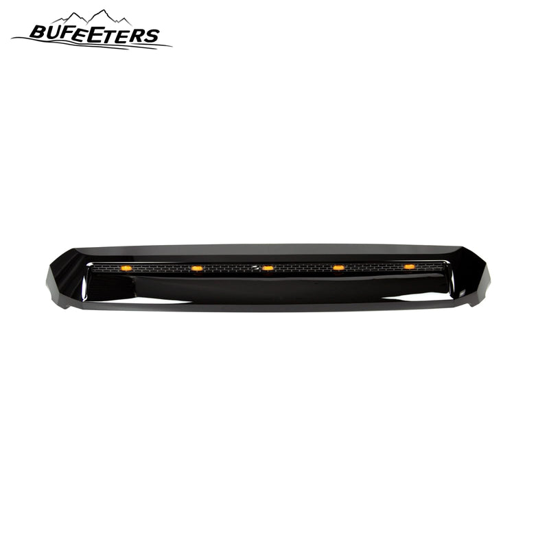 BUFEETERS  Front Upper Hood Scoop With Small Lights Fit For Toyota Tundra 2014 2015 2016 2017 2018 2019 2020 2021,Gloss Black