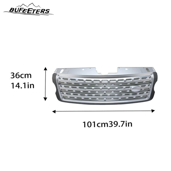 BUFEETERS Front Bumper Upper Grille Fit For 2013 2014 2015 2016 2017 Land Rover Range Rover Vogue L405,Mesh Style,Gray&silver