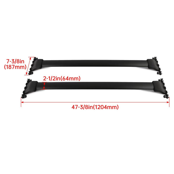 BUFEETERS  4Pcs Roof Rack Side Rail + Cross Bar Fit For Honda Pilot 2009 2010 2011 2012 2013 2014 2015,Black