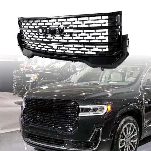 BUFEETERS  Front Bumper Upper Grille Fit For GMC Acadia SLT 2020 2021 2022 2023,Denali Style,Gloss Black
