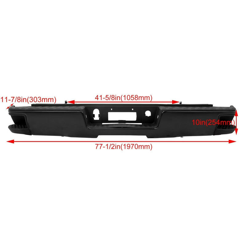 BUFEETERS Rear Step Bumper Assembly Fit For Chevy Silverado 1500 GMC Sierra 2014 2015 2016 2017 2018,Black