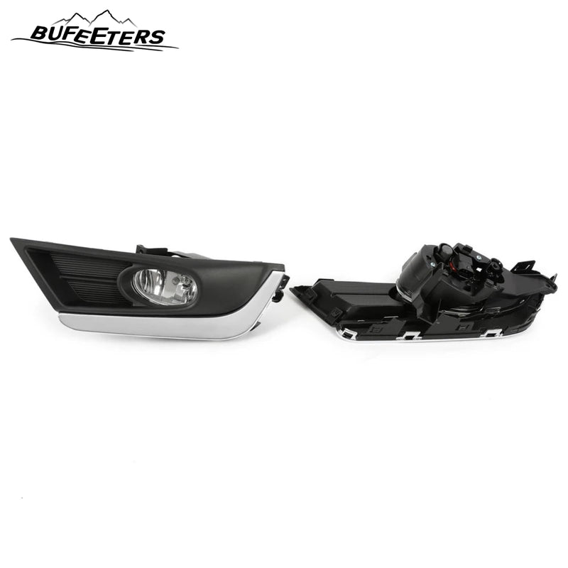 BUFEETERS  Front Bumper Grille Headlight Trim Fog Light Set Fit For 2017 2018 2019 Honda CRV CR-V,Mesh Style,Chrome&Black&Silver