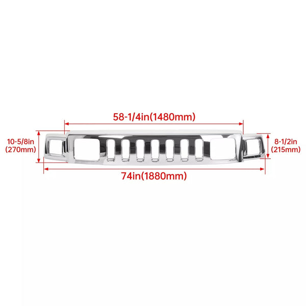 BUFEETERS Front Chrome Grille Assembly Fit For 2006 2007 2008 2009 2010 Hummer H3,Vertical Billet Style