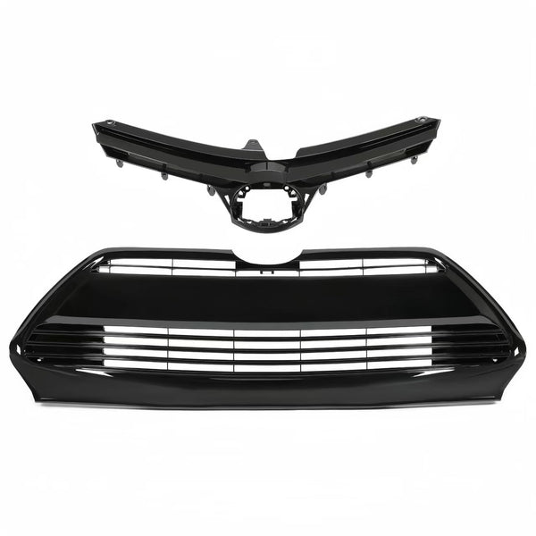 BUFEETERS  Front Bumper Upper & Lower Grille Fit For Toyota Corolla L LE XLE CE 2017 2018 2019,Factory Style,Gloss Black