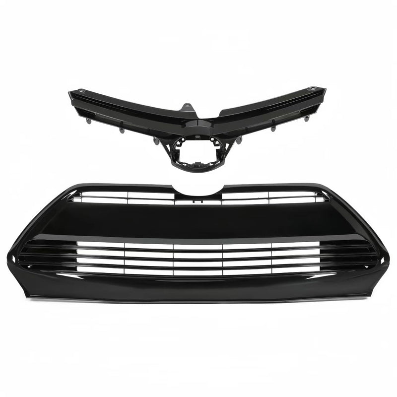 BUFEETERS  Front Bumper Upper & Lower Grille Fit For Toyota Corolla L LE XLE CE 2017 2018 2019,Factory Style,Gloss Black