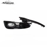 BUFEETERS  11PCS Front Grille Foglight&Bezels&Brackets Set Fit For 2013 2014 2015 Honda Civic Sedan,Factory Style,Chrome&Black