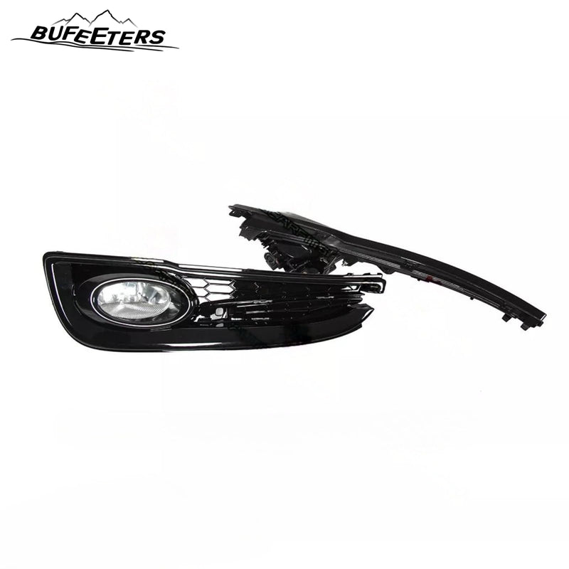 BUFEETERS  11PCS Front Grille Foglight&Bezels&Brackets Set Fit For 2013 2014 2015 Honda Civic Sedan,Factory Style,Chrome&Black
