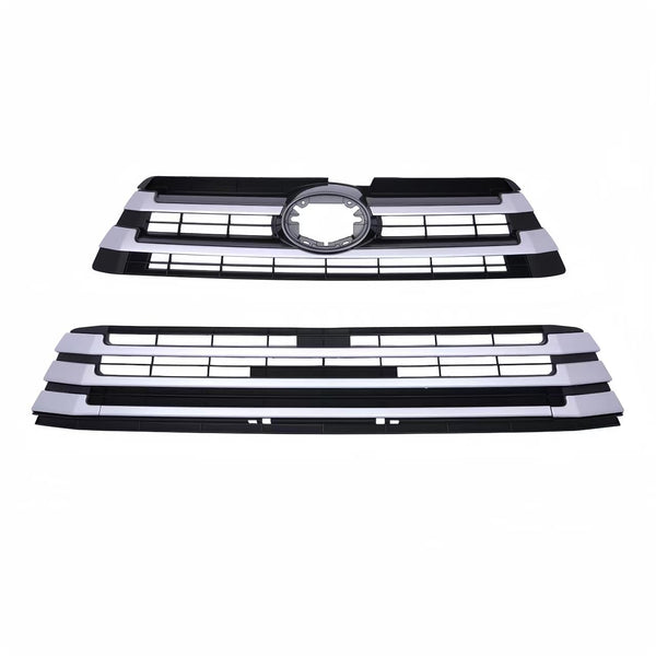 BUFEETERS   Front Grille Bumper Upper Lower Fit For 2017 2018 2019 Toyota Highlander,Black+Silver