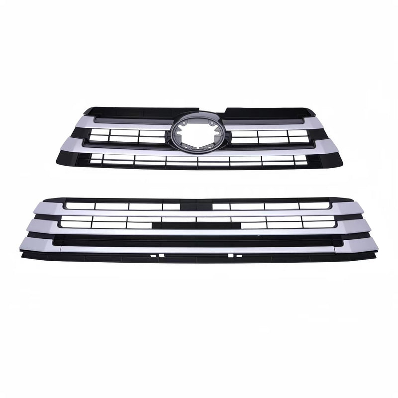 BUFEETERS   Front Grille Bumper Upper Lower Fit For 2017 2018 2019 Toyota Highlander,Black+Silver