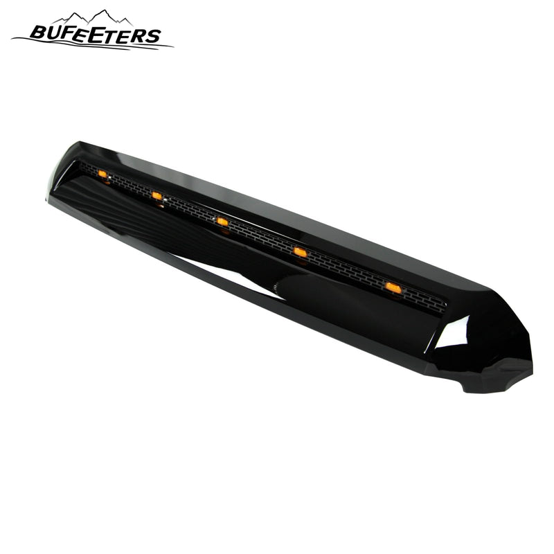 BUFEETERS  Front Upper Hood Scoop With Small Lights Fit For Toyota Tundra 2014 2015 2016 2017 2018 2019 2020 2021,Gloss Black