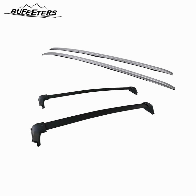 BUFEETERS   4Pcs Roof Rack Side Rails + Cross Bars Fit For 2017 2018 2019 2020 2021 2022 Honda CRV CR-V,OE Style,Black&Silver