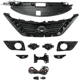 BUFEETERS  9PCS Front Grille Fog Light Kit + Radiator Cover + Bumper Bracket Fit For 2016 2017 2018 Nissan Altima,Mesh Style,Chrome&Black