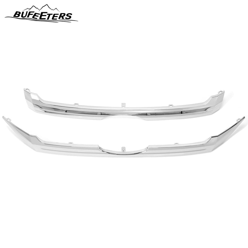 BUFEETERS 2PCS Front Upper & Center Grille Chrome Trim Fit For 2011 2012 2013 2014 Ford Edge,Factory Style,Chrome&Silver