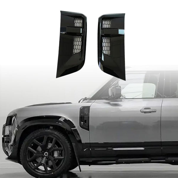 Glossy Black Side Fender Vent Wing Cover Fit For 2020-2024 Land Rover Defender 90/110