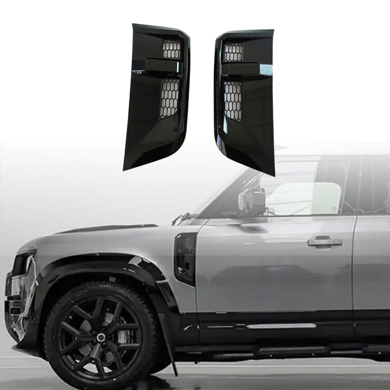Glossy Black Side Fender Vent Wing Cover Fit For 2020-2024 Land Rover Defender 90/110