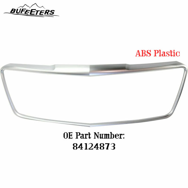 BUFEETERS  Front Bumper Upper Grille Frame Fit For 2015 2016 2017 2018 2019 Cadillac CTS Sedan,Factory Style,Satin Silver