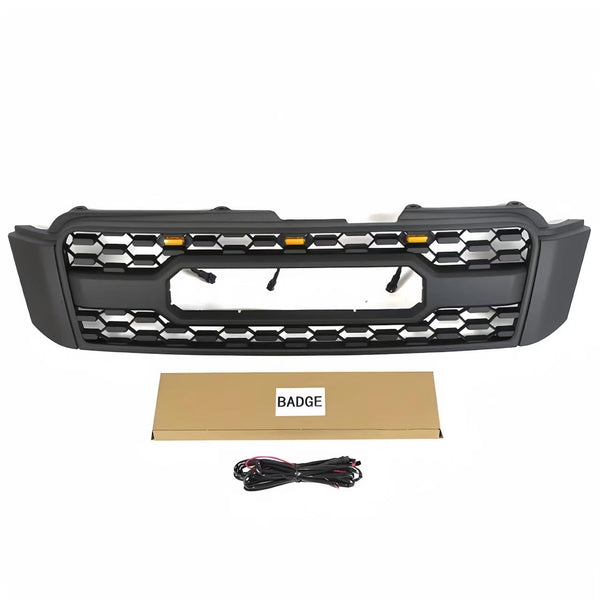 BUFEETERS  Front Grille W/LED Light Fit For Toyota Highlander 2004 2005 2006 2007, Matte Black