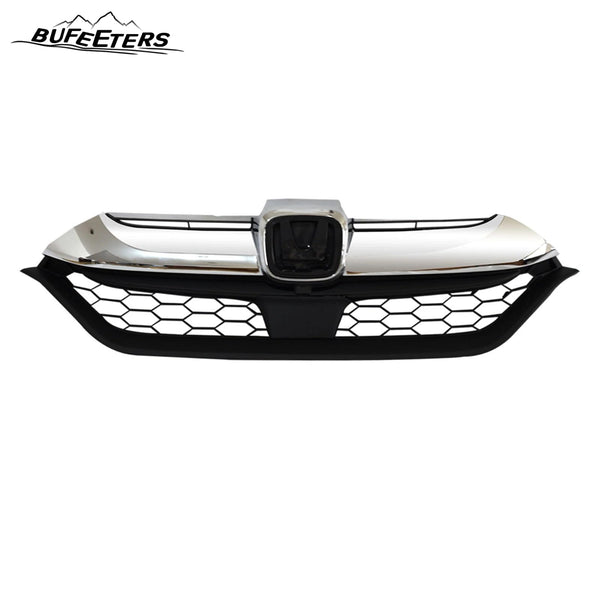BUFEETERS  14Pcs Front Grille/Trim/LED Fog Lamp/Bumper Skid/Panel/Bracket Fit For 2017 2018 2019 Honda CRV CR-V,Factory Style,Chrome&Black