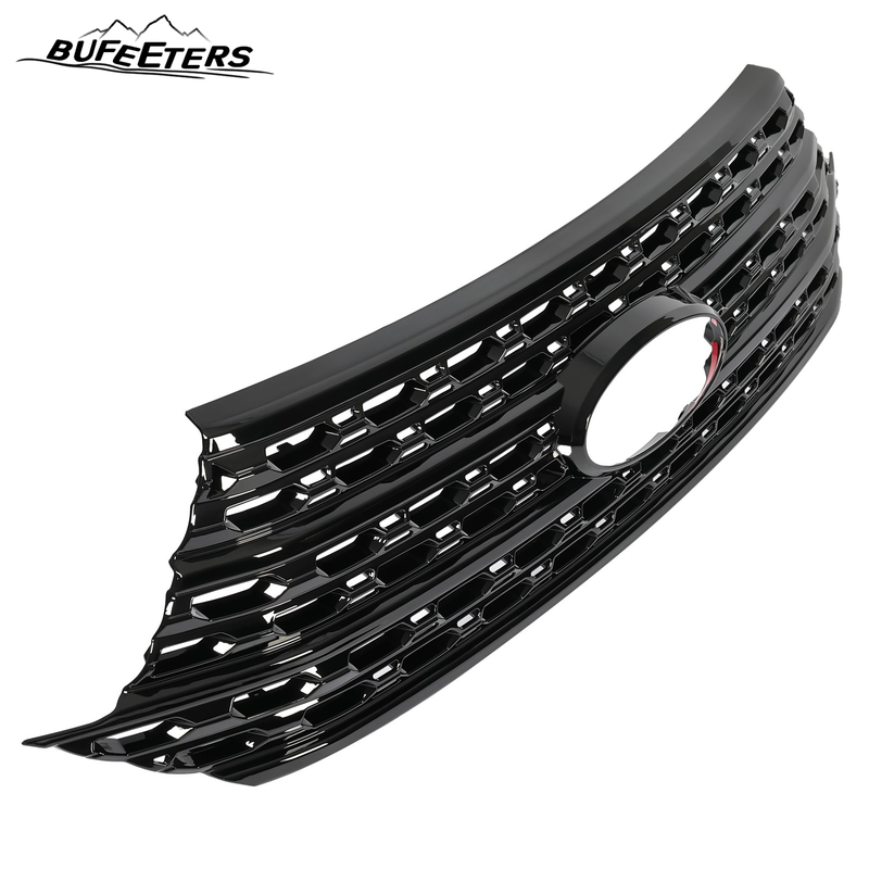 BUFEETERS Front Radiator Grille Overlay Cover Fit For 2020 2021 2022 2023 2024 Ford Explorer Base XLT,Mesh Style,Gloss Black