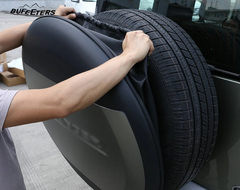 BUFEETERS Rear Spare Tire Cover Fit For 2020 2021 2022 2023 2024 2025 Land Rover Defender 90/110/130 L663 L851 Wheel Cover,Santorini Black&Matt Black