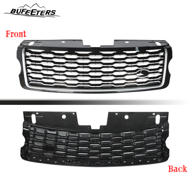 BUFEETERS Front Bumper Upper Grille Fit For 2013 2014 2015 2016 2017 Land Rover Range Rover Vogue L405,Mesh Style,Chrome&Black