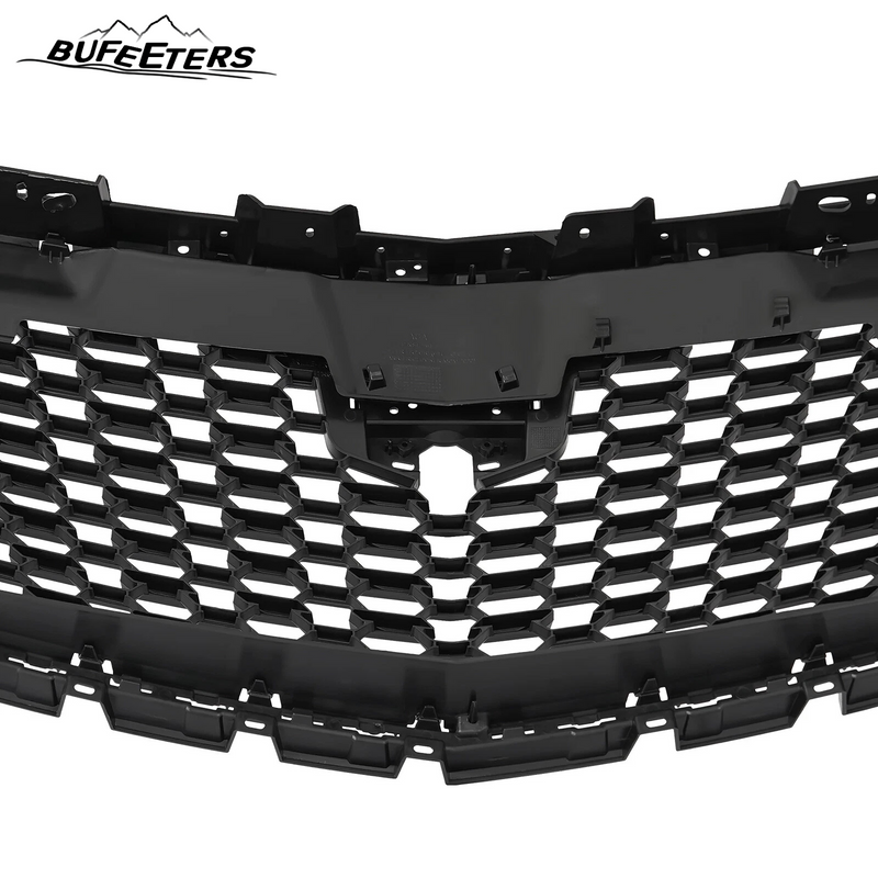 BUFEETERS Front Bumper Upper Grille W/o Camera Hole Fit For 2016 2017 2018 2019 2020 2021 2022 2023 Cadillac XT5,Sky Diamond Style,Silver&Black