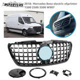 BUFEETERS  Front Bumper Upper Grille Fit For 2018 2019 2020 2021 2022 2023 2024 Mercedes Benz Sprinter 1500 2500 3500 W907 W910,GT Style,Chrome&Black