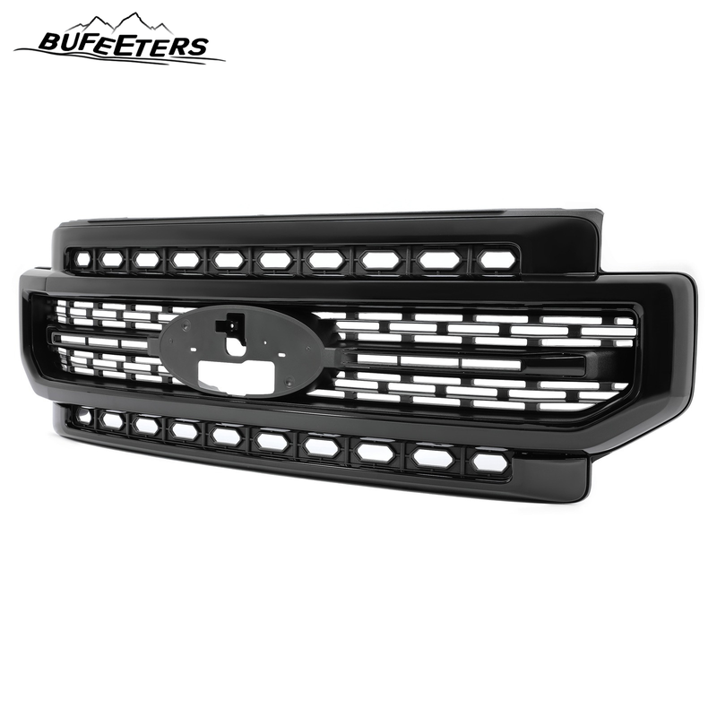 BUFEETERS Front Bumper Upper Grille Fit For 2020 2021 2022 2023 F-250 F-350 F-450 F-550 Lariat Super Duty,Mesh Style,Gloss Black