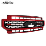 BUFEETERS Front Bumper Upper Grille Fit For 2020 2021 2022 F-250 F-350 F-450 F-550 Super Duty,Lariat Sport Style,D4 Rapid Red&Matte Black