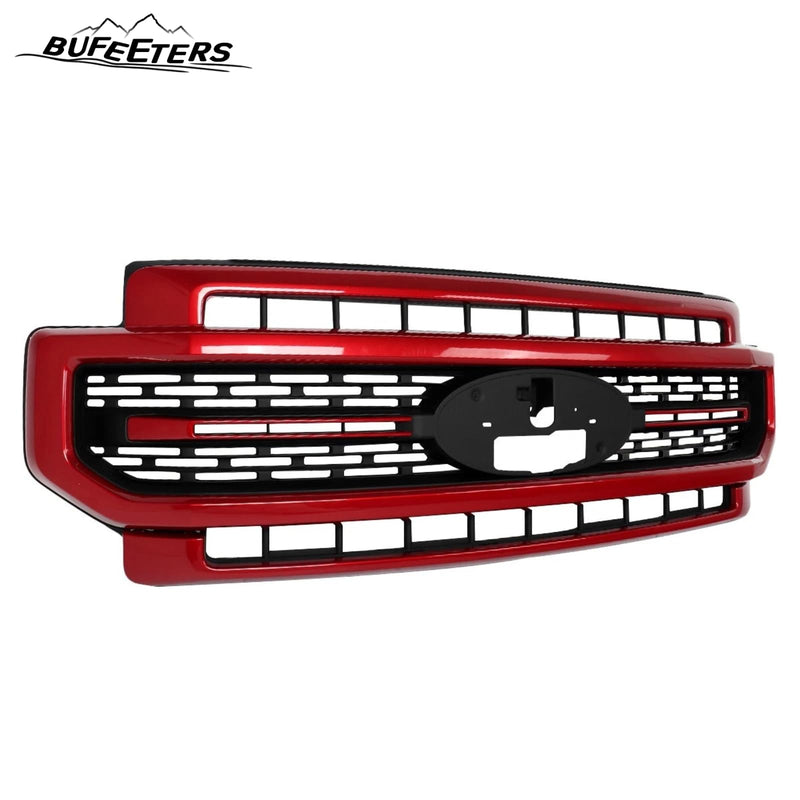 BUFEETERS Front Bumper Upper Grille Fit For 2020 2021 2022 F-250 F-350 F-450 F-550 Super Duty,Lariat Sport Style,D4 Rapid Red&Matte Black