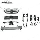BUFEETERS Front Upper Grille/Trim/Bumper Garnish/Fog Light/Stay Bracket/Radiator Cover Fit For 2017 2018 2019 Honda CRV,Factory Style,Chrome&Black