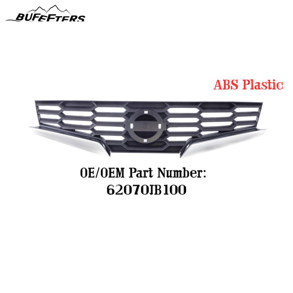 BUFEETERS Front Bumper Upper Grille w/Chrome Trim Fit For 2008 2009 2010 2011 2012 2013 Nissan Altima Sedan 2 Door Coupe,Factory Style,Chrome&Black