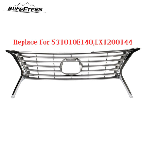 BUFEETERS Front Upper Grille Fit For 2013 2014 2015 Lexus RX350,Silver With Chrome Molding,LX1200144