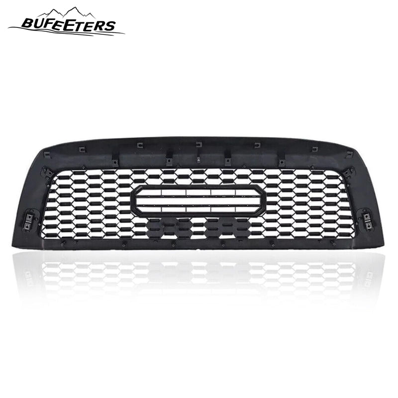 BUFEETERS Front Bumper Upper Grille w/LED Lights Fit For 2010 2011 2012 2013 2014 2015 2016 2017 2018 Toyota Sequoia,Mesh Style,Matte Black