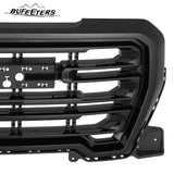 BUFEETERS Front Bumper Upper Grille  Fit For 2019 2020 2021 GMC Sierra1500,Gloss Black