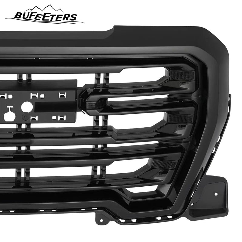 BUFEETERS Front Bumper Upper Grille  Fit For 2019 2020 2021 GMC Sierra1500,Gloss Black