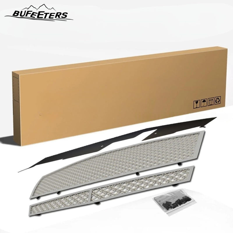 BUFEETERS  Front Bumper Stainless Chrome Dual Mesh Grille Fit For 2008 2009 2010 2011 2012 2013 Cadillac CTS/2011 2012 2013 CTS Coupe,Mesh Style