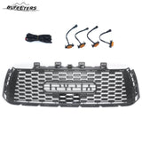 BUFEETERS Front Bumper Grille Hood Grill w/LED Amber Lights Fit For 2010 2011 2012 2013 Toyota Tundra,Mesh Style,Black