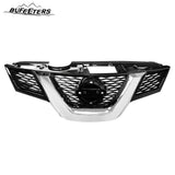 BUFEETERS Front Bumper Upper Grille Fit For 2014 2015 2016 Nissan Rogue,Honeycomb Style,Chrome&Black