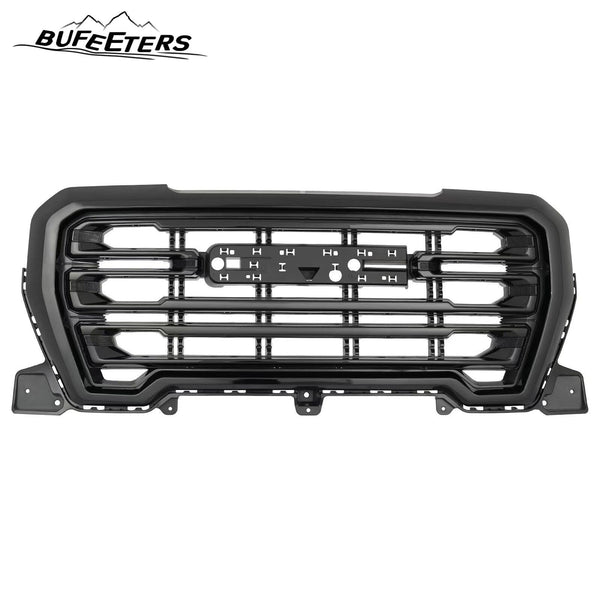 BUFEETERS Front Bumper Upper Grille  Fit For 2019 2020 2021 GMC Sierra1500,Gloss Black
