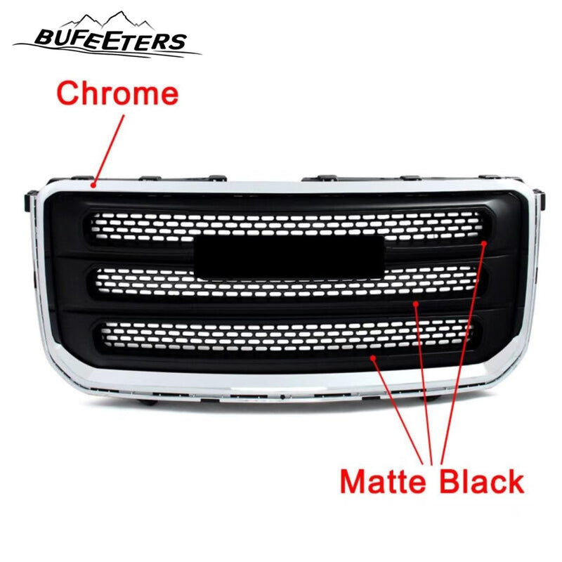 BUFEETERS Front Bumper Upper Chrome Grille Fit For 2013 2014 2015 2016 GMC Acadia SLT,Mesh Style,Chrome& Matte Black