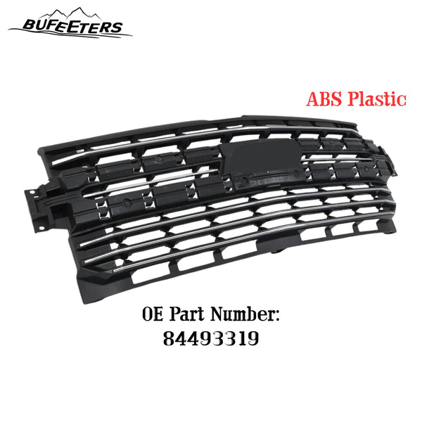 BUFEETERS Front Bumper Upper Grille W/Chrome Trim Fit For 2019 2020 2021 Chevy Silverado 1500,Horizontal Billet Style,Chrome&Black