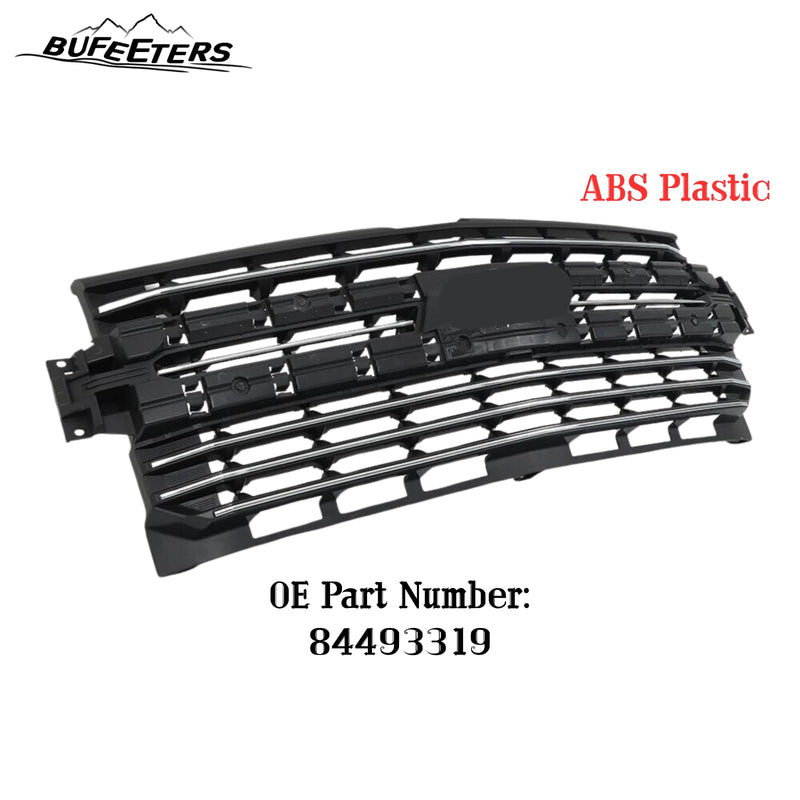 BUFEETERS Front Bumper Upper Grille W/Chrome Trim Fit For 2019 2020 2021 Chevy Silverado 1500,Horizontal Billet Style,Chrome&Black