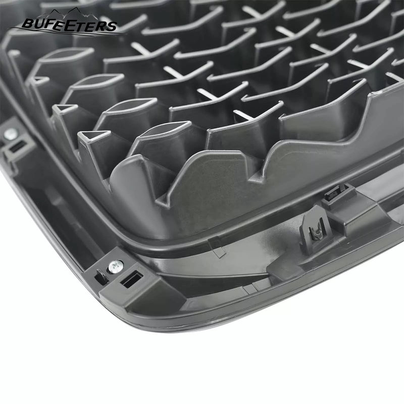 BUFEETERS  Front Upper Grille  W/ Camera Hole Fit For 2018 2019 2020 2021 INFINITI QX80,Mesh Style,Gloss Black