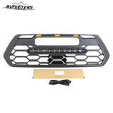 BUFEETERS   Front Bumper Grille W/Led & Light Bar Fit For 2016 2017 2018 2019 2020 2021 2022 2023 Toyota Tacoma,Mesh Style,Matte Black