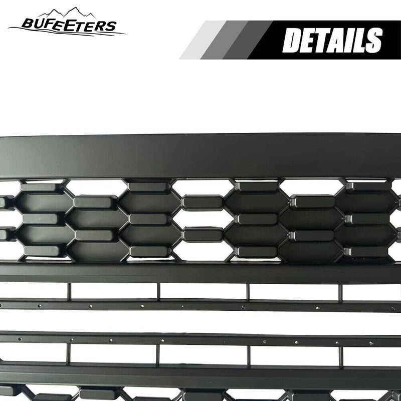 BUFEETERS Front Bumper Upper Grille w/LED Lights Fit For 2010 2011 2012 2013 2014 2015 2016 2017 2018 Toyota Sequoia,Mesh Style,Matte Black
