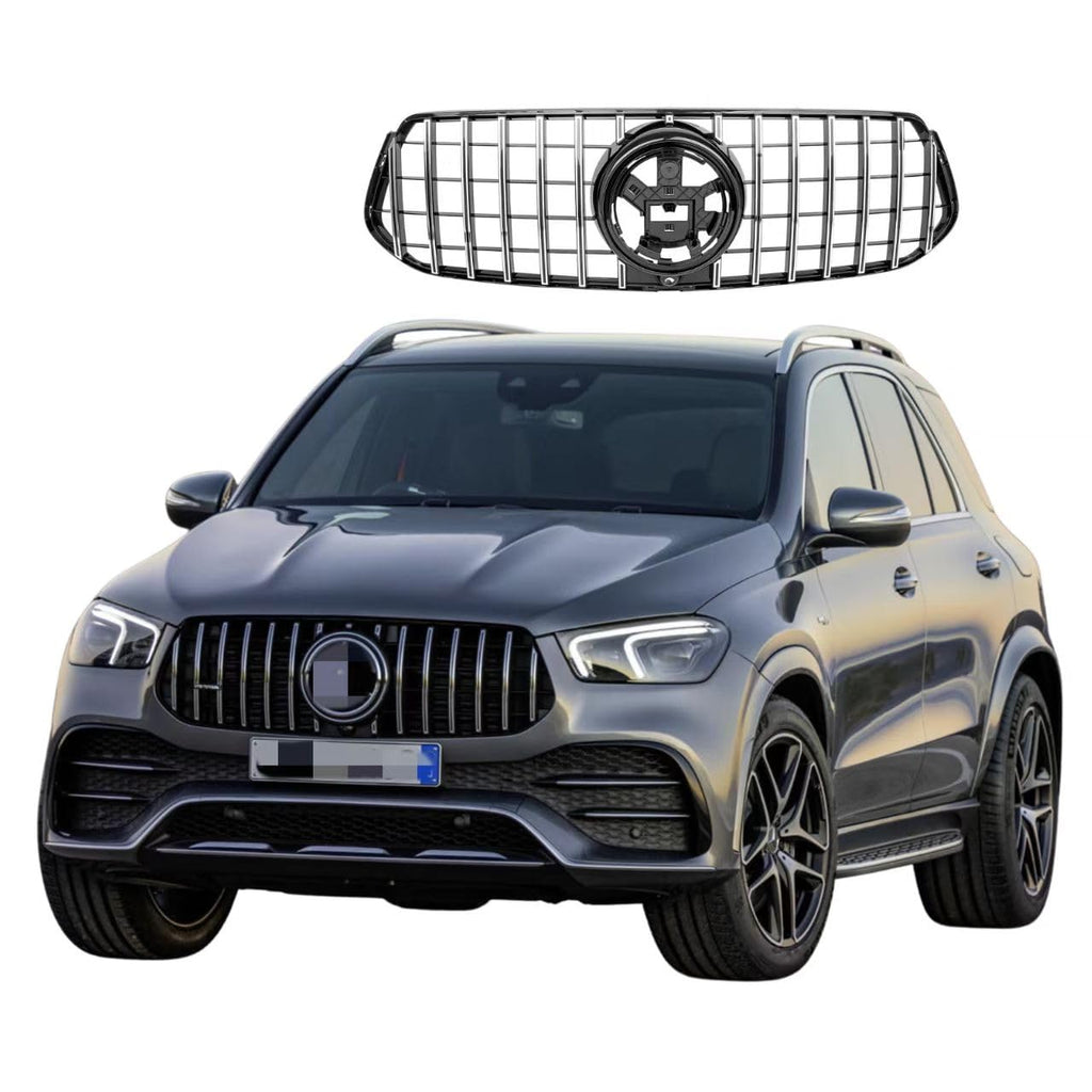 BUFEETERS  Front Bumper Upper Grill Fit For 2020 2021 2022 2023 Mercedes GLE-Class W167 AMG,Sport GTR Style,Chrome&Black