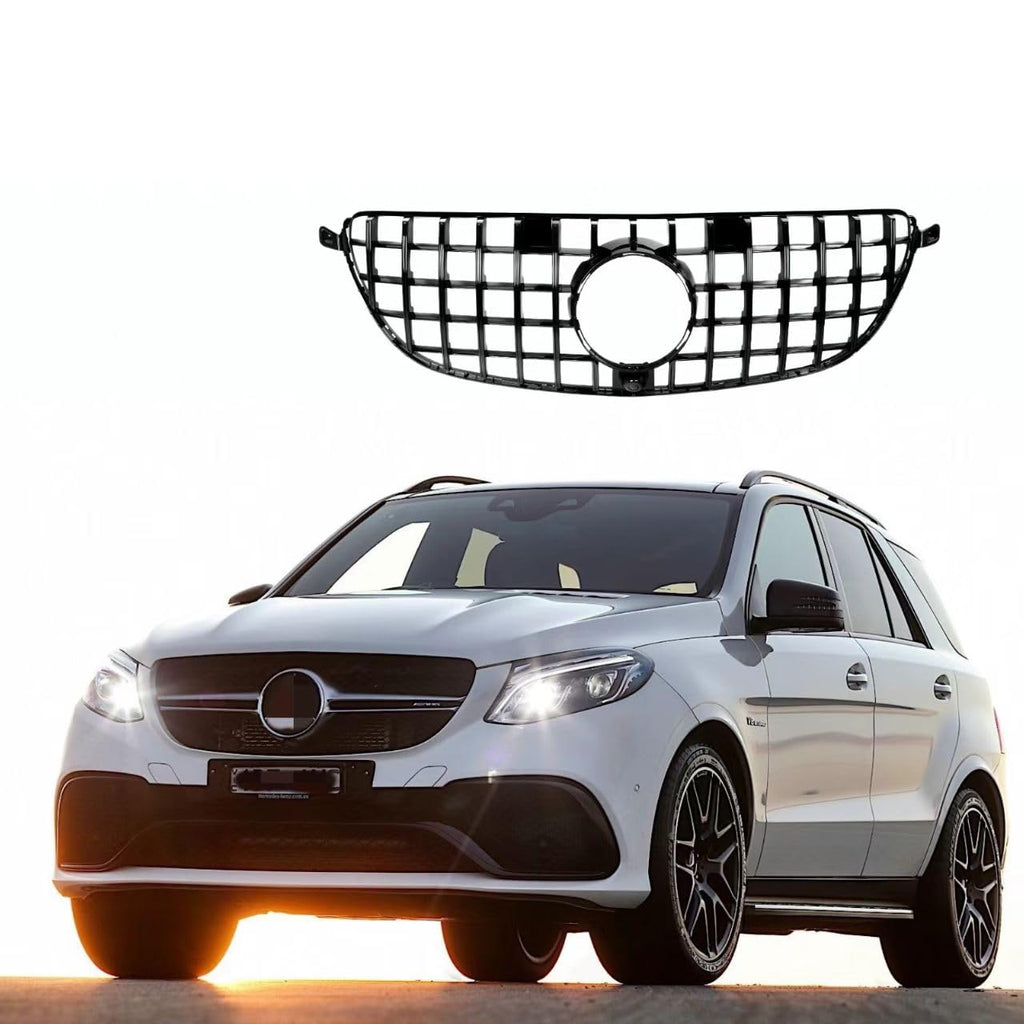 BUFEETERS  Front Bumper Upper Grille Fit For 2016 2017 2018 2019 Mercedes Benz W166 GLE63 AMG,GTR Style,Gloss Black