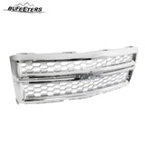 BUFEETERS Front Bumper Upper Grille Fit For 2014 2015 Chevy Silverado 1500,Honeycomb Style,Chrome&Silver